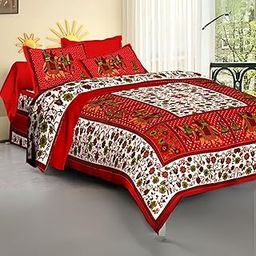 LIVING ROOTS Cotton 1 Queen Size Bedsheet with 2 Pillow Cover 86 * 96 inches (7.1 * 8 Feet) | Rich Fast Colour with No Colour Bleeding | Soft & Skin Friendly (02-31-585-A)-image-98