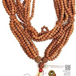 Apnisanskriti 5 Mukhi Rudraksha Mala for Shivling/Temple (1008+1, Brown Rudraksha Beads, Lab Certified) - Pack of 1-image-30
