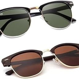 Club Master Riding Glasses (Pack Of 2) 100% Uv Protection,Mirrored Sunglasses For Men & Women Combo,Round-picture-53