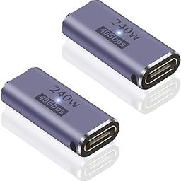 atdaraz USB C Coupler Female to Female Adapter with PD 240W 40 Gbps 8K 60hz Video Compatible with Thunderbolt 4/3, MacBook Pro/Air, USB-C HUB and More Type C Devices (Pack-2)-image-25