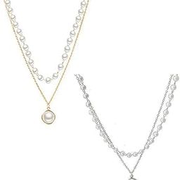 Pack Of 2 Charming Gold and Silver Plated Double Layered Pendant Necklace for Women and Girls-image-6