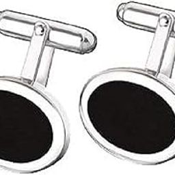 Round Black Silver Formal Shirts Blazer Cuff Links Cufflink Set for Men-54