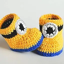 Love Crochet Art Minion Crochet Baby Booties (0 to 6 Months)-picture-38