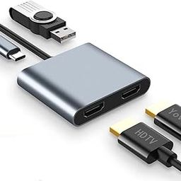 1Goal® USB C to Dual HDMI Adapter, Type C Hub 4 in 1 Laptop Docking Station, USB-C HDMI Adapter with 2 HDMI, USB 3.0, 87W PD Charging Compatible with MacBook, HP, Dell, Lenovo Laptops and More-2