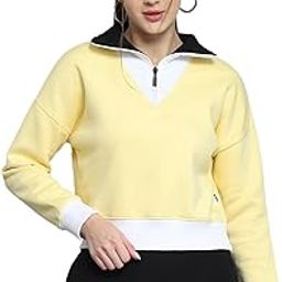 from house of Monte Carlo Solid Yellow Collar Neck Full Sleeves Sweatshirt for Womens-image-96