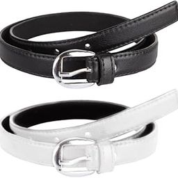 CH Women's and Girl's PU Leather Belt Combo Pack of 2 Ladies's Girl's Belt For Jeans,Formal Casual Belts For Women/Girls Belt Free Size Fit on Upto 36inch Waist (C-image-82