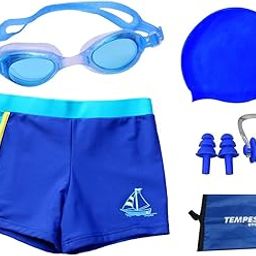 Tempest Boy Swimming Kit with 1 Swimming Shorts | Costume | Trunk Swimming 1 Anti Fog Swimming Goggles 1 Silicone Swimming Cap 1 Nose Clip 2 Ear Plugs-image-60