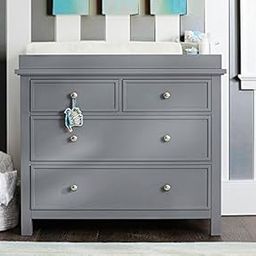 APRODZ Mango Wood Norto Extra Wide Dresser & Topper Set with Topper Mattress Changing pad is Also Included- Grey Color-10