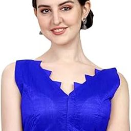 Women's Multicolor V Neck Heavy Phantom Silk Sleeveless Readymade Blouse (Sleeves Attached Inside)-image-22