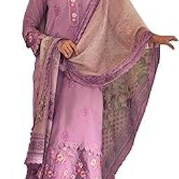 Organza Women's Embroidered Straight Kurta Pant With Dupatta Set-image-63