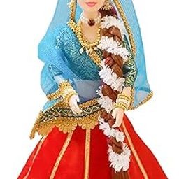 Maalona | Jayashree | Indian Bridal Doll in Lehenga | Long Hair | Cultural Doll for Girls | 11.3 inch, Red & Blue-image-3