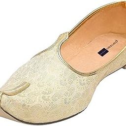 Men's Ethnic Cream N Golden Wedding and Sherwani Jutti, Mojari-image-15