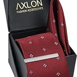 Tie for Men – Dotted Silk Neck Ties Set with Cufflinks Flower Pin, Pocket Square & Black Gift Box, Combo Necktie Sets for Office Wear, Formal Suits & Weddings (Luxe Maroon, NXSMX_251)-image-30