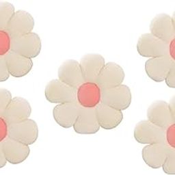 AVS Plushed Sunflower Shaped Decorative Preppy Throw Pillows Floor Cushion for Aesthetic Decor Pack of 5 (35CM, White/Pink)-image-67