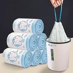 Sipzy 5 Roll Garbage Bag For Wet Waste Garbage Bags for Dustbin Bags Trash Bag with Detachable drawstring garbage multi use garbage bag for shopping vegetable fruit [ 50 pcs ]-image-2