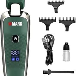 WMARK Men Ng-204 Digital Display Pro Li Outliner Cordless T Blade Hair Trimmer Professional 0.1 Gapped Outlining For Barbers 0.1Mm Balding Shape Up 7000 Rpm Powerful Rotary Motor Runtime 90 Min,Green-image-23