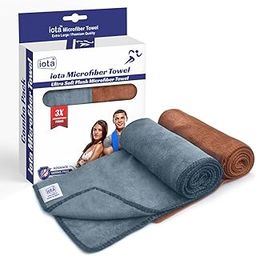 iota Microfiber Sports Towels - 450GSM, 60x40 cm | Super Soft, Antibacterial, 3X Absorption | Ultimate Gym, Yoga & Workout Towel Duo (Pack of 2)-image-100