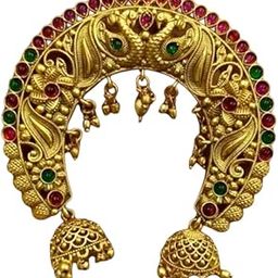 Traditional Ethnic Gold Plated Brass Alloy Juda Pins With Pearl Jhumki Drops Maharashtrian Wear Bridal Hair Accessories for Girls and Women (MSJB002)-image-56
