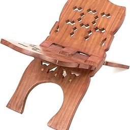 DASNATH Sheesham Wooden Book Holder, Handcrafted Prayer Reading Stand with Carvings, Folding Religious Book Display, 17.8 x 38.1 cm-image-76
