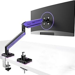 Single Heavy Duty Monitor Arm for 17-42 inches Monitors with 30 RGB Lighting Effects,Holds 15KG/33lbs,Ultrawide Monitor Arm for Curved Flat Monitors (Purple)-picture-10
