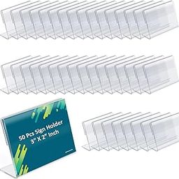 Shuban Acrylic Sign Holder L-Shape Acrylic Table Display Label Price Tag Name Card Holder Stands For School Office Counter Restaurants Supermarket (3 Inch W X 2 Inch H - 50Pcs)-42