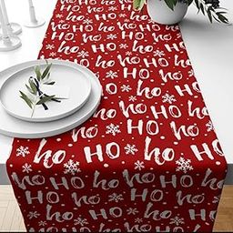 Christmas Table Runner with Ho Ho Ho Pattern, Red and White Snowflake Design, Festive Holiday Decor Size 14×72-image-11