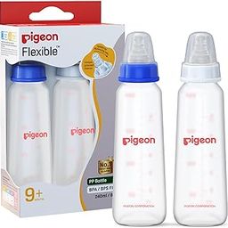 Pigeon Peristaltic Baby Nursing/ Feeding Bottle KPP Nipple L,For 9+ Month Babies,BPA Free,BPS Free,Blue and White,240 ml,Pack of 2-24