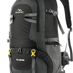 TRAWOC BLAZE 55 Liter Travel Backpack Daypack Bag for Camping Hiking Trekking Bag for Men & Women, Black, SHK014, 3 Year Warranty-22
