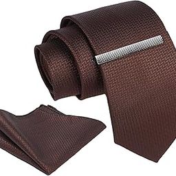 Tie for Men – Paisley Silk Neck Ties Set with Cufflinks Flower Pin, Pocket Square & Black Gift Box, Combo Necktie Sets for Office Wear, Formal Suits (Chocolate Brown, NXSMX_175)-image-79
