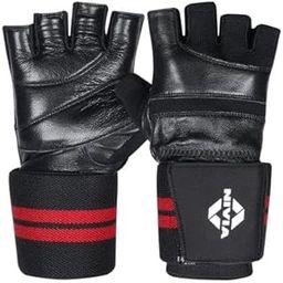 Nivia Wristlock Weightlifting Gloves -Genuine Leather with 3" Designed for Weight Lifting/Fitness & Gym/Hook and Loop Closure for Tight Firm Fit (Medium) - Black-10