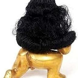 FIRMUS Laddu Gopal Set of 2 Wig Sringar/Bal Gopal Krishna Idol Shiny Microfiber Hair for Idol Size (Black) (2)-image-0