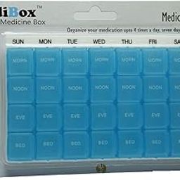 MediBox 28 Case Weekly Pill Organizer Box with 28 Detachable Compartments- 4 Times a Day (Morning + Noon + Evening + Bedtime) Ideal for Traveling and Gifting to Elders_Pack of 1-31