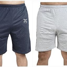 GS Craze Men's Knitted Cotton Shorts, Silver & Light Blue,Set of 2-image-35