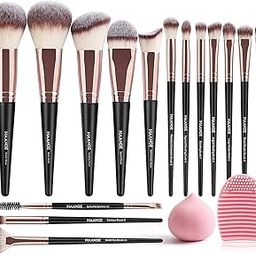 MAANGE Professional Makeup Brushes 15 Pcs Synthetic Makeup Brushes Set with 1 Makeup Sponge & 1 Brush Cleaner (Black Gold)-39