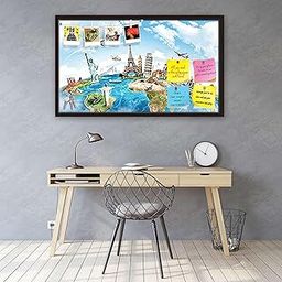 ArtzFolio Monument Concept | Bulletin Board Notice Pin Board | Vision Soft Board Combo with Thumb Push Pins & Sticky Notes | Dark Brown Frame | 26.7 x 16 inch (68 x 41 cms)-7