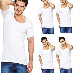 Hero Round Neck with Sleeve Cotton Vest ComboPack of 5 for Men, Size XL, 100% Combed Cotton - Stretchable & Breathable - Comfortable Fit - Ideal Summer Innerwear White-picture-18
