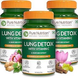 Pure Nutrition Lung Detox Supplement - 180 Veg Capsules (60x3) | Quercetin, Vitamin C, Nettle, Vasaka Leaf, Lotus, Licorice & Ginger | Supports Lung Cleansing, Respiratory Health & Immune Defense | 100% Herbal Formula-image-65