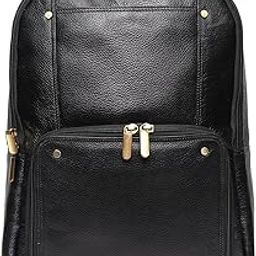 LV Full Grain Natural Leather Laptop Backpack For Men And Women Office And College 17 Inch Backpack Bag-image-19