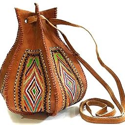 Leather Handmade Multicolour Potli Women's Sling Bag (Brown)-38