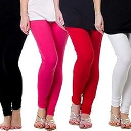 Women's Cotton Leggings Combo Set of 4 | Churidar Leggings - Free Size-image-1
