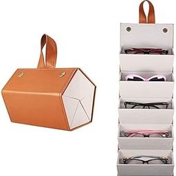 SHOPOLIFE 5 Layer Sunglasses Organizer Box, PU Leather Hanging Foldable Eyeglasses Case Storage Box Multiple Pairs Eyewear Holder Box for Men & Women (Multicolor | Pack Of 1 Pc)-image-35