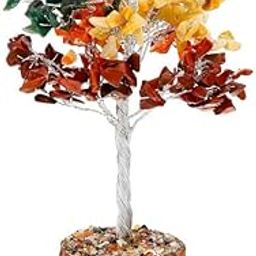 Gemsmantra Seven Chakra Jasper Crystal Tree 100 Gold Beads for Positive Energy Good Luck Chakra Activation Feng Shui Money Tree Spiritual Gift Home Decor Made-image-22