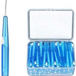 songfir Kid 60Pcs Push-Pull Interdental Brush 0.7 Mm Dental Tooth Pick Interdental Cleaners Orthodontic Wire Toothpick Manual Toothbrush Oral Care,Blue-28