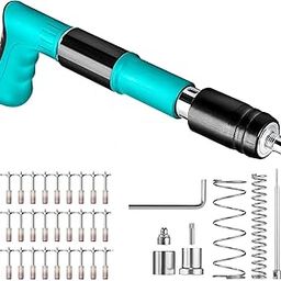 V TRIVYOM Mini Nail Gun Concrete Nail Tool Kit Nail Wall Fastening Tool 5 Speed Adjustable Manual Steel Nail Gun Tool Double Silencer Air Nailer Machine for Woodworking Decoration (NAIL GUN & 50 NAIL)-image-50