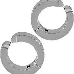 N3VO Silver Clip‑On Hoop Earrings for Men & Boys – Stainless Steel Non‑Pierced Huggie Hoops, Pain‑Free Spring Mechanism, Lightweight Jewelry for Office, Streetwear & Party Looks-image-97