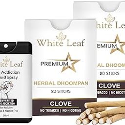 White Leaf Ayurvedic & Herbal Long Filtered Bidi Smoke (Pack of 2 X 20 Bidi Sticks Per Pack) With 20 ml Shot Anti Addiction Spray | 100% Nicotine Free, Tobacco Free To (40 Sticks, 1 Shot)-image-51