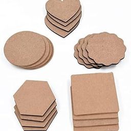 Alvika - DIY Coasters - MDF Plain Wooden Coasters in Mixed Shapes - Cutouts for Painting, Wooden Craft Board for Resin Art & Fluid Art, Decoupage, Mandala Art, Pyrography - Set of 20-13