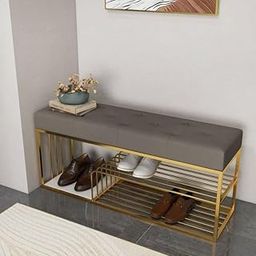 IronKaar Ottoman, Sofa, Footstool, Bed End Table, Settee, with Storage for Living Area and Bedroom (Pink) (Grey)-image-95