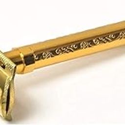 One Eleven Fashion Hub Long Handle Double Edge Safety Razor Brass Razor For Men and women + 5 Shaving Blade Free (GOLD)-image-85
