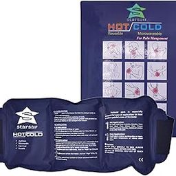 StarSaif Ice Pack Bag - Strap Ice Pack For Shoulder Pain & Big Ice Pack For Knee Ankle & Back - Hot Packs For Pain Relief - Dual Hot Cold Gel Pack For Pain Relief Heat Pack Ice Pad-32